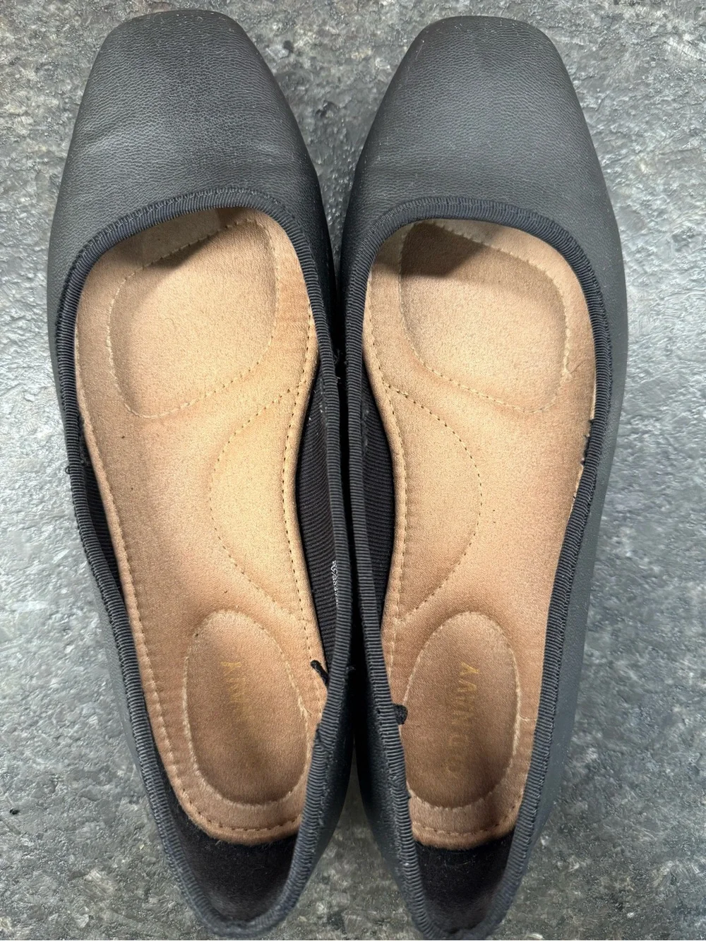 Mary Jane Black Faux Leather Ballet Flats, Size 8